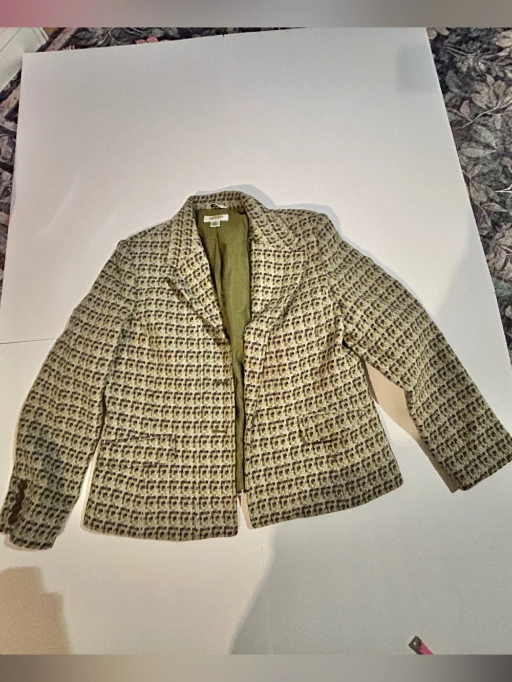 Talbots Green Tweed Patterned Blazer